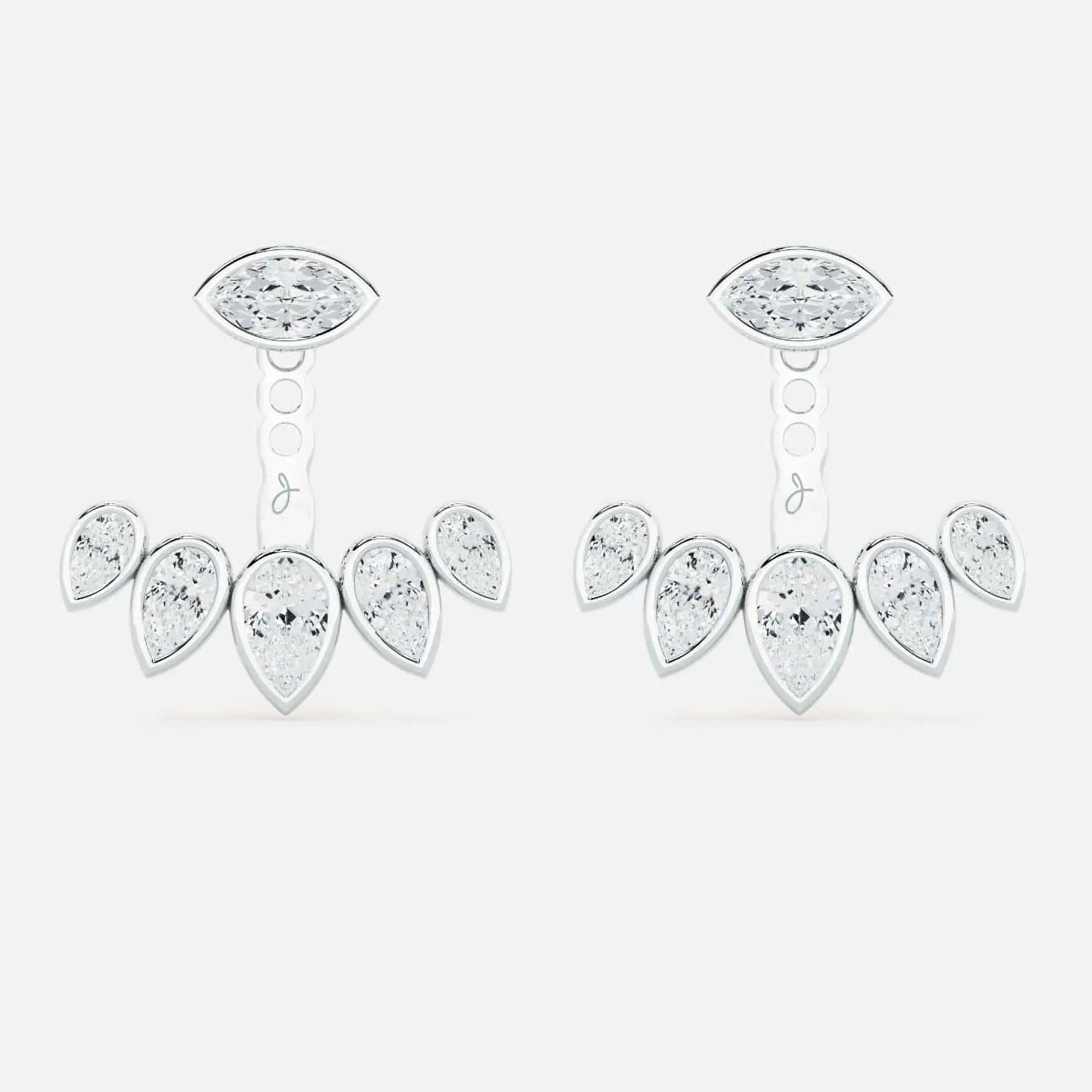 Lab Grown Diamond 5 Pear Jacket - Marquise Base in White Gold – Pair View | JAUR
