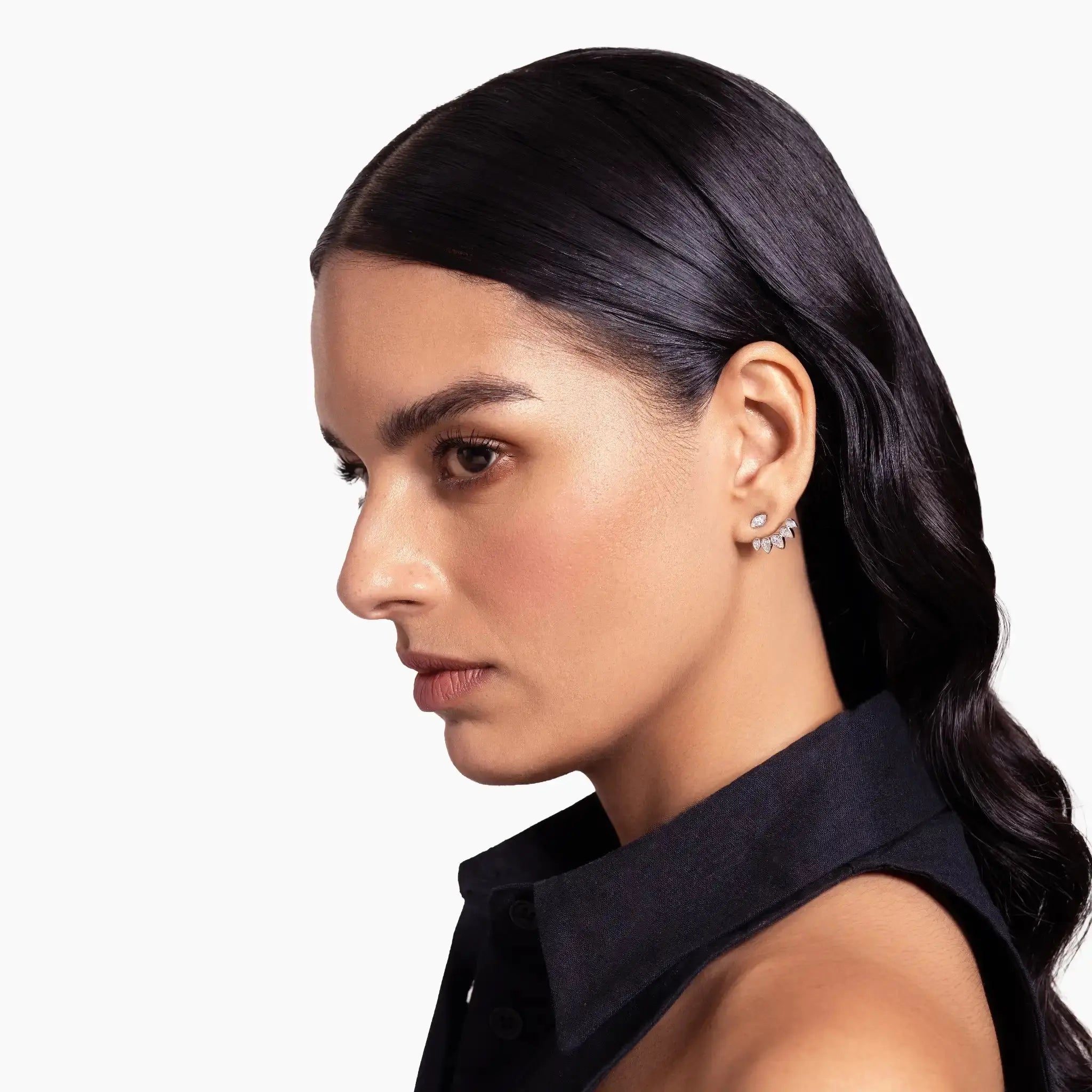 Lab Grown Diamond 5 Pear Jacket - Marquise Base in White Gold – View 3 | JAUR