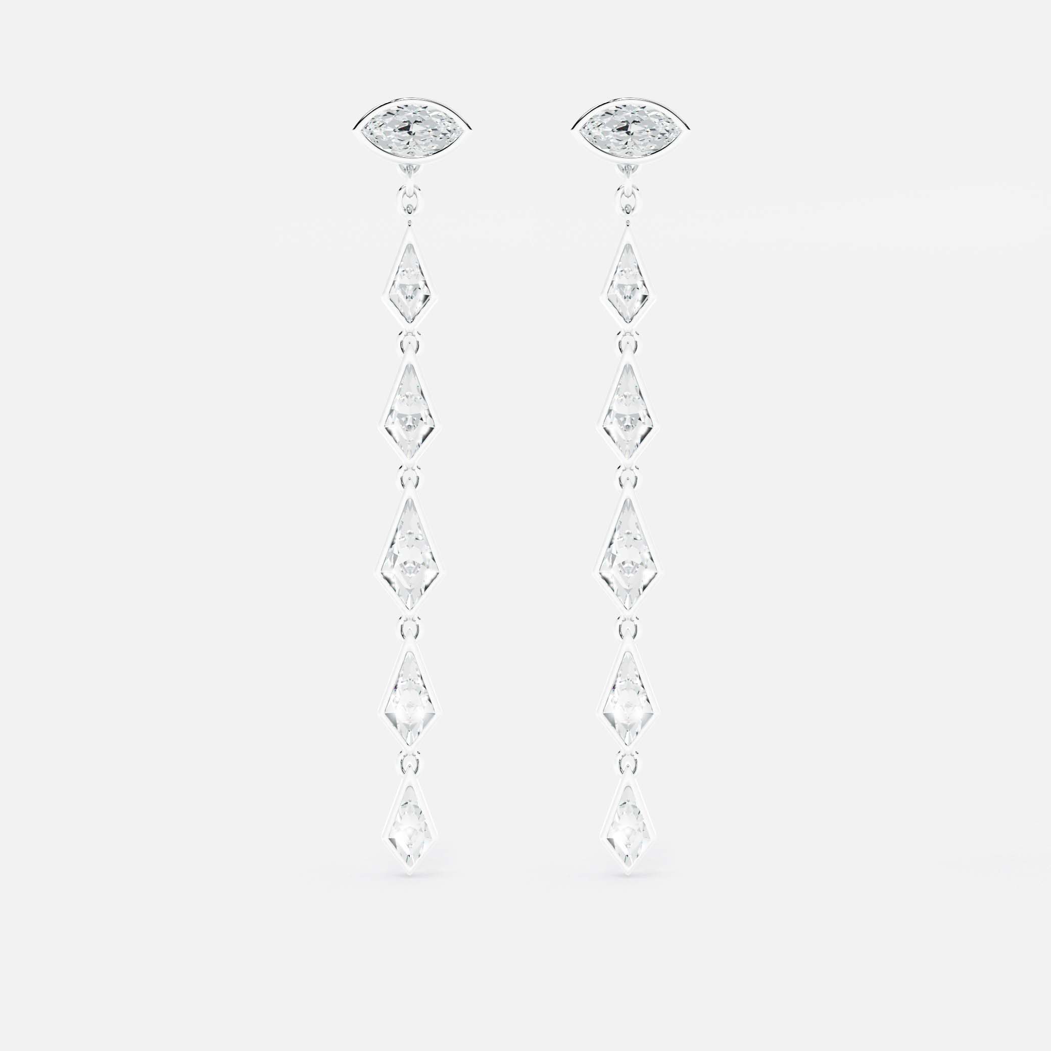 Ascending Kite Diamond Drop Earrings - Maquise Base