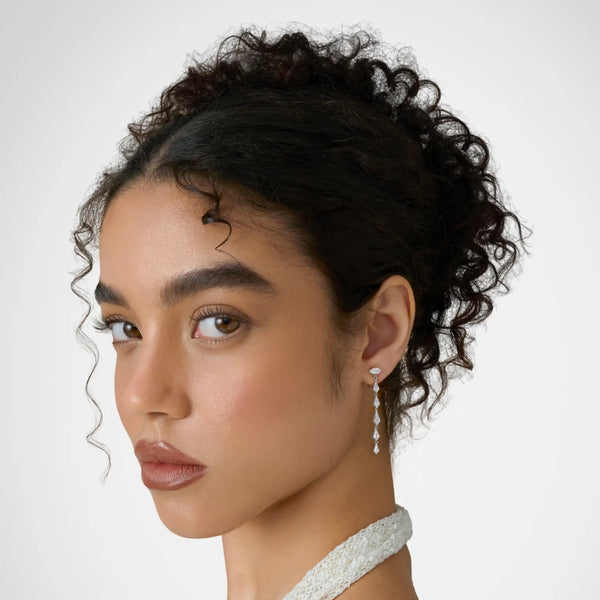 Ascending Kite Diamond Drop Earrings - Maquise Base
