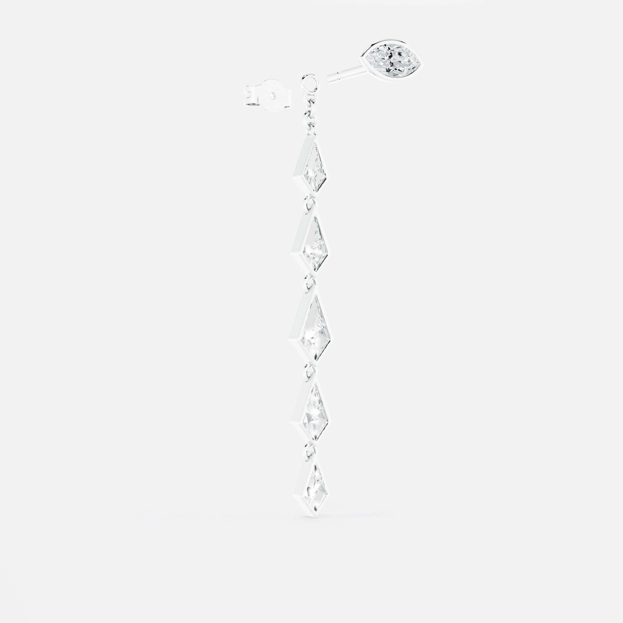 Ascending Kite Diamond Drop Earrings - Maquise Base
