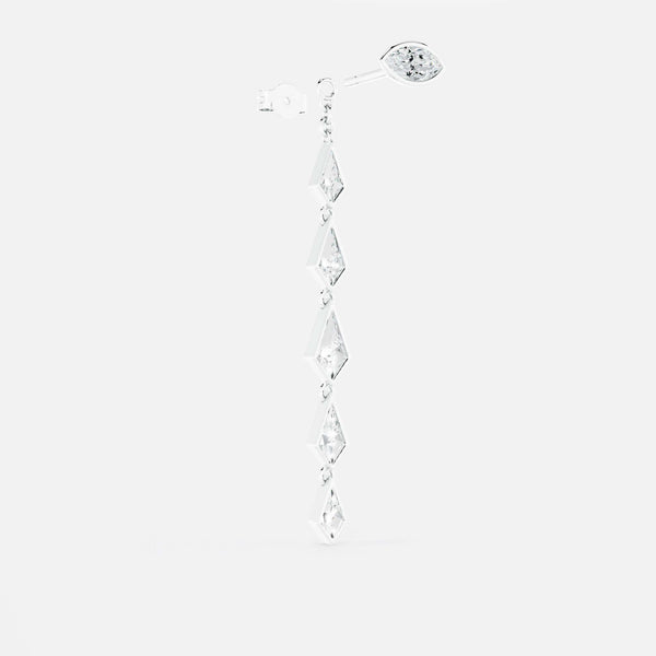 Ascending Kite Diamond Drop Earrings - Maquise Base