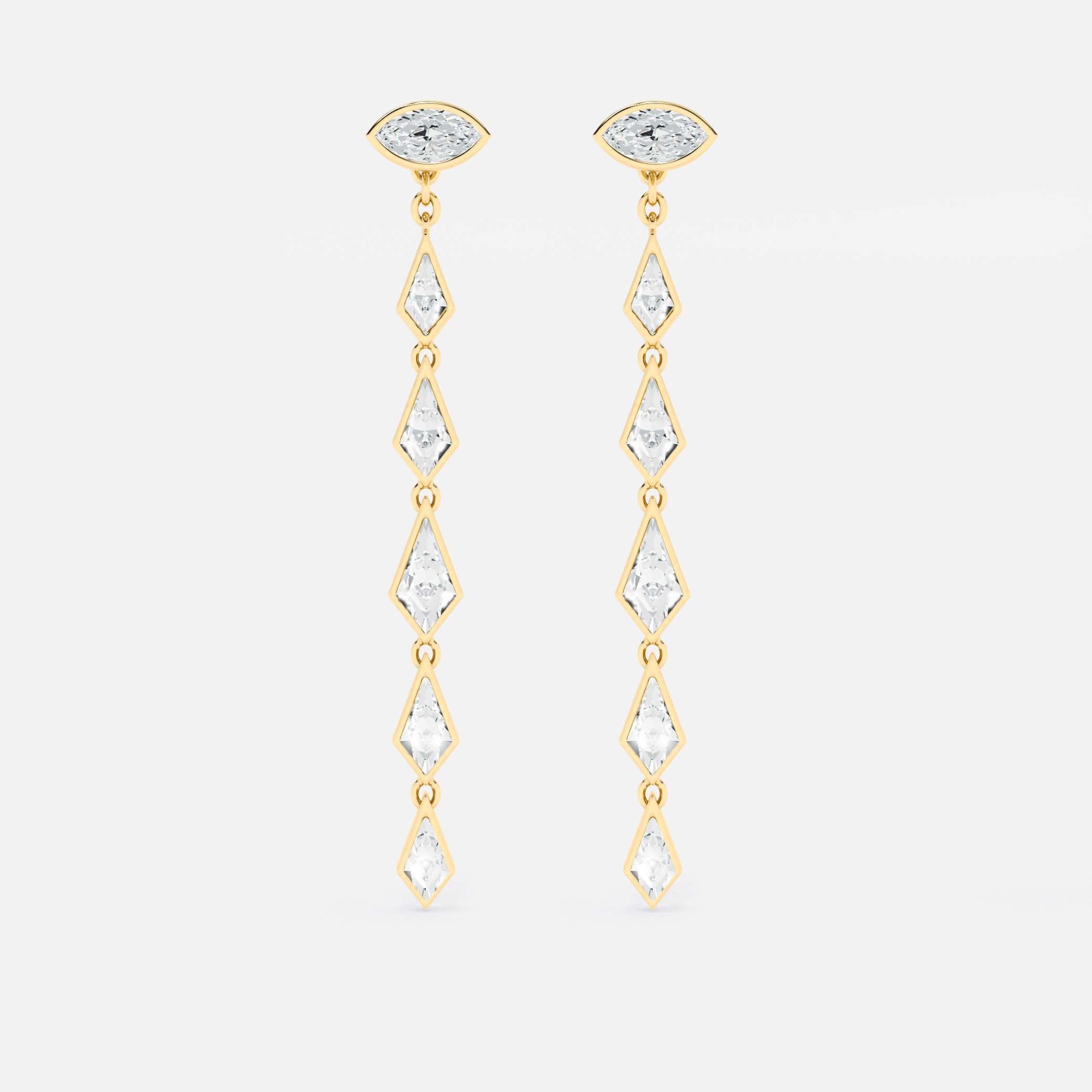 Ascending Kite Diamond Drop Earrings - Maquise Base