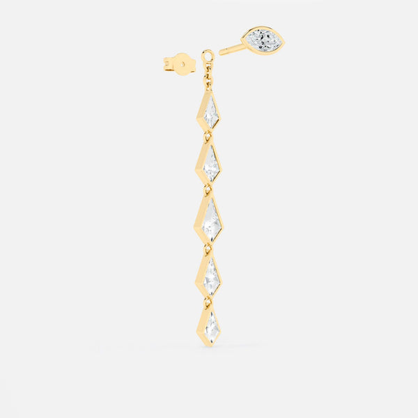 Ascending Kite Diamond Drop Earrings - Maquise Base