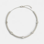 Lab Grown Diamond Baguette Diamond Choker Necklace in White Gold – Front View | JAUR