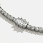 Lab Grown Diamond Baguette Diamond Choker Necklace in White Gold – View 4 | JAUR