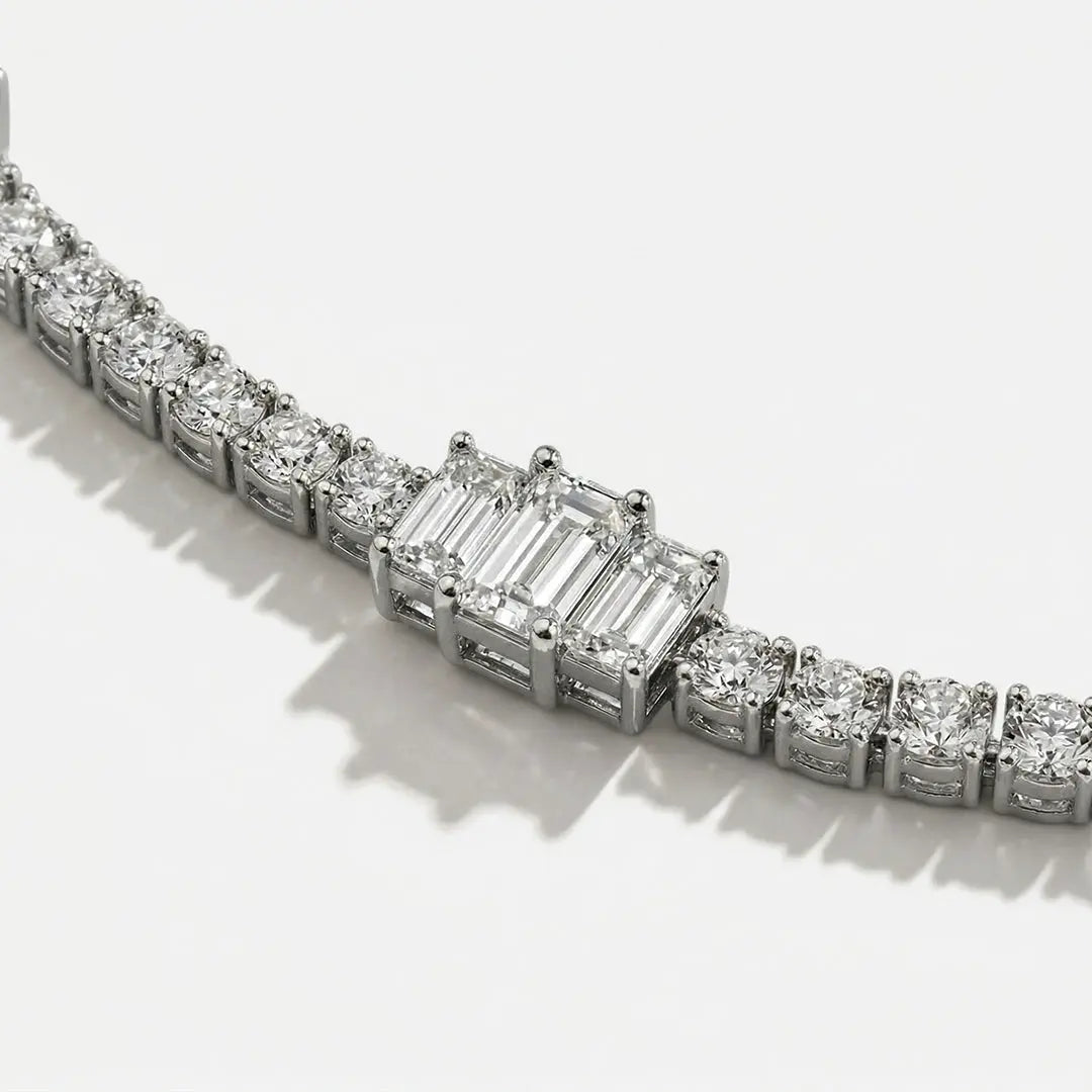 Lab Grown Diamond Baguette Diamond Choker Necklace in White Gold – View 4 | JAUR