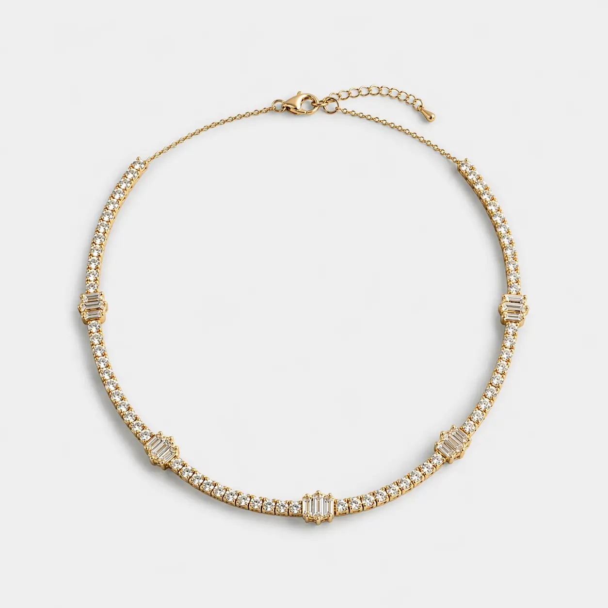 Lab Grown Diamond Baguette Diamond Choker Necklace in Yellow Gold | JAUR