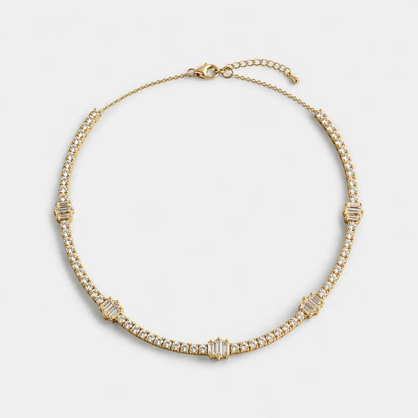 Lab Grown Diamond Baguette Diamond Choker Necklace in Yellow Gold | JAUR
