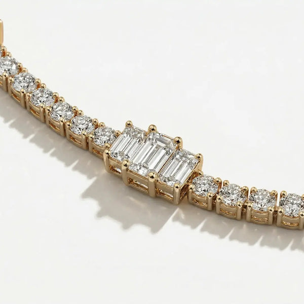 Lab Grown Diamond Baguette Diamond Choker Necklace in Yellow Gold – View 4 | JAUR