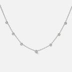 Lab Grown Diamond Diamond Bezel Station Necklace in White Gold – Front View | JAUR