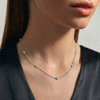 Lab Grown Diamond Diamond Bezel Station Necklace in White Gold – Side View | JAUR
