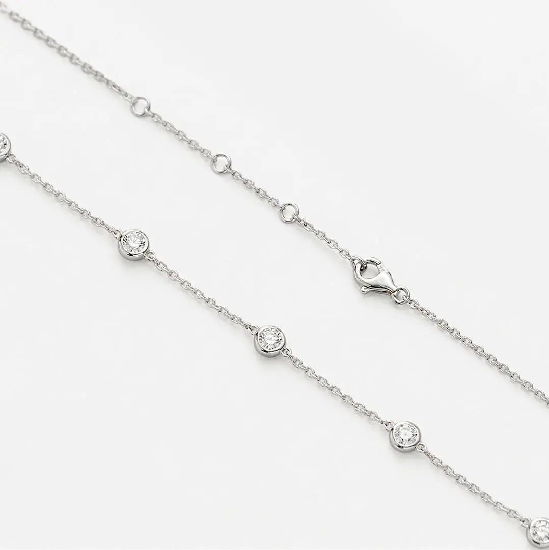 Lab Grown Diamond Diamond Bezel Station Necklace in White Gold – View 4 | JAUR