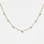 Lab Grown Diamond Diamond Bezel Station Necklace in Yellow Gold – Front View | JAUR