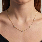 Lab Grown Diamond Diamond Bezel Station Necklace in Yellow Gold – Side View | JAUR