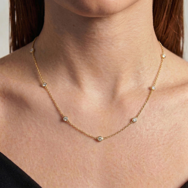 Diamond Bezel Station Necklace