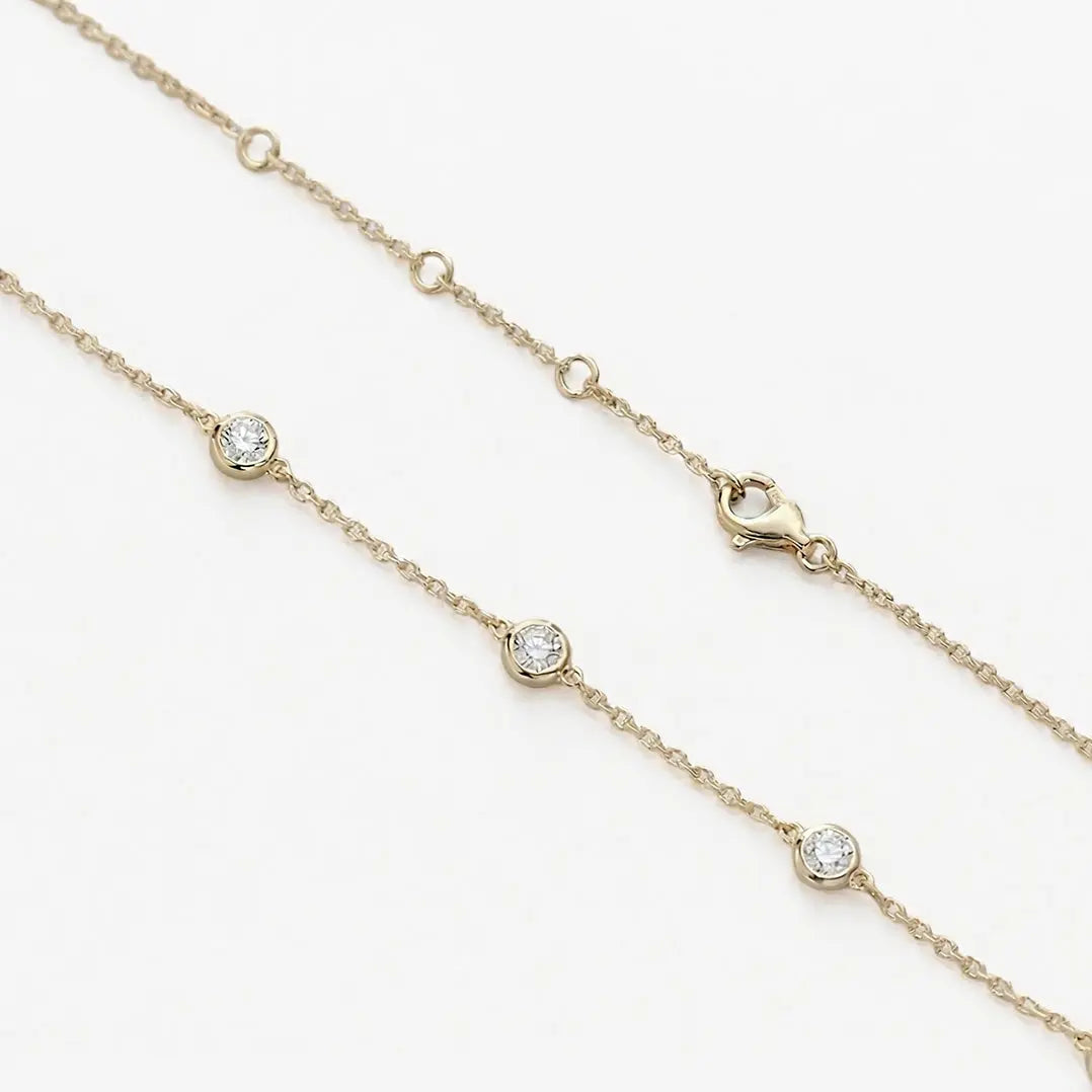 Lab Grown Diamond Diamond Bezel Station Necklace in Yellow Gold – View 4 | JAUR