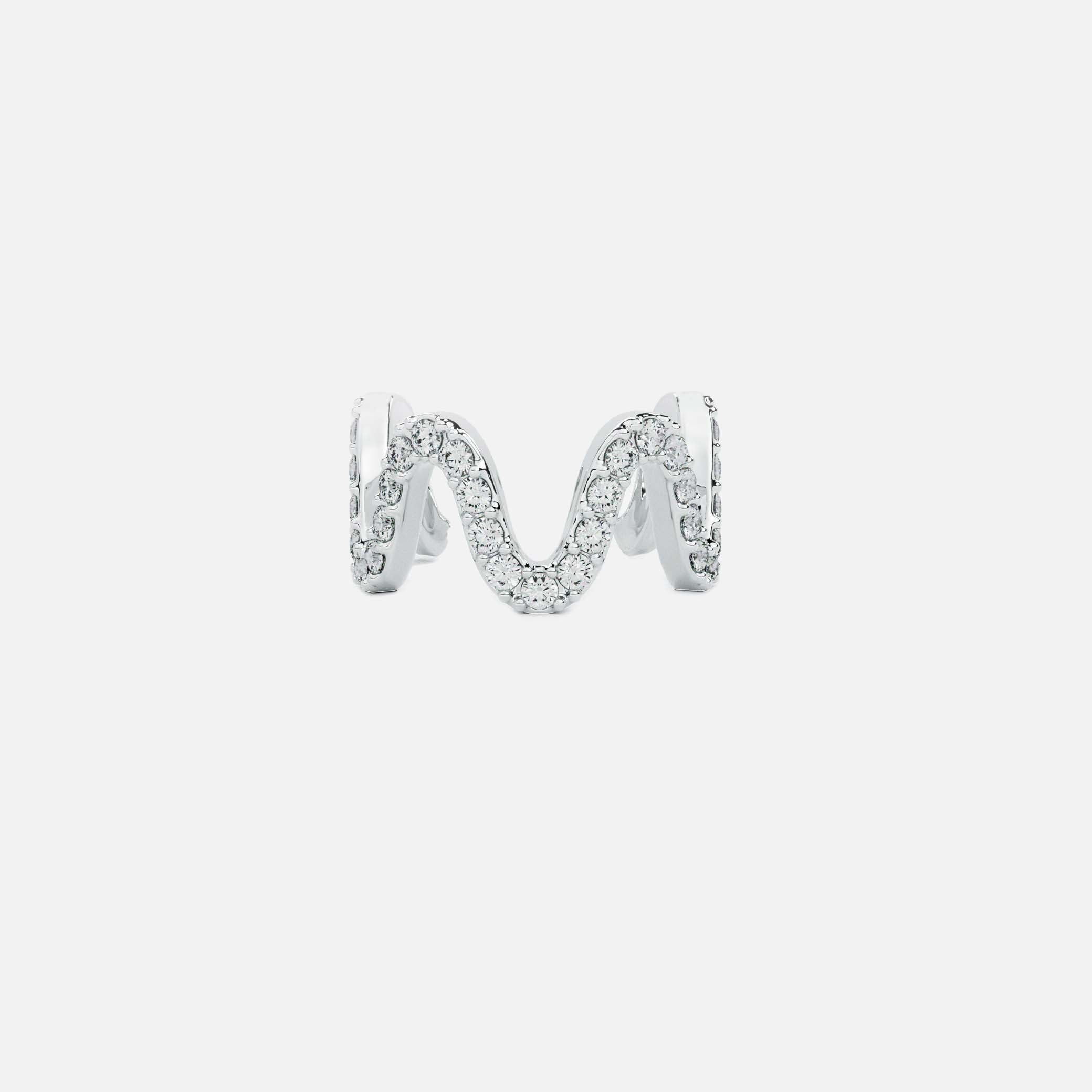 Lab Grown Diamond The Wave Cuff in White Gold – Front View | JAUR