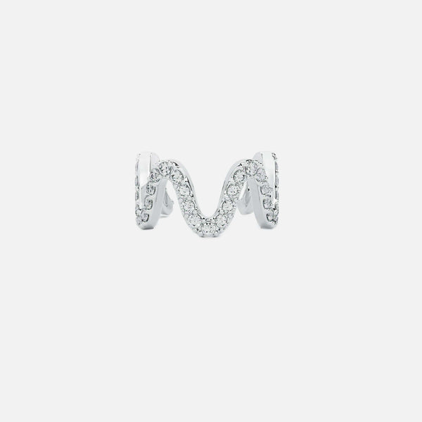 Lab Grown Diamond The Wave Cuff in White Gold – Front View | JAUR