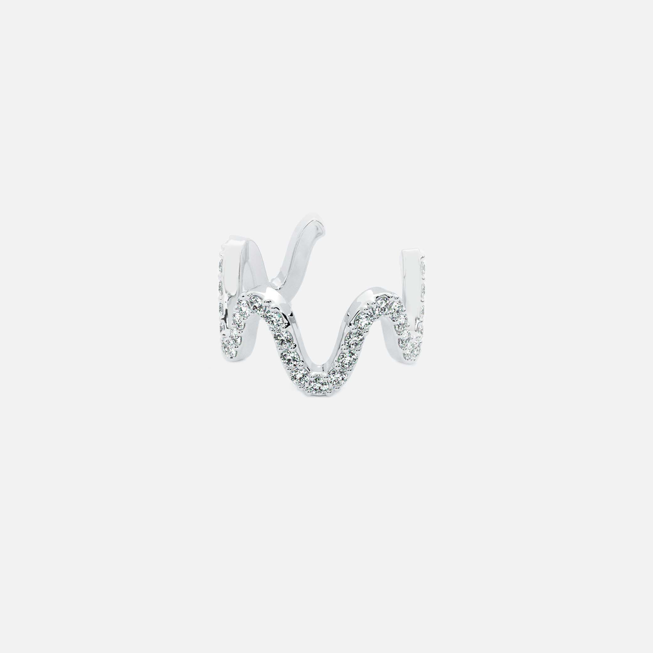 Lab Grown Diamond The Wave Cuff in White Gold – View 4 | JAUR