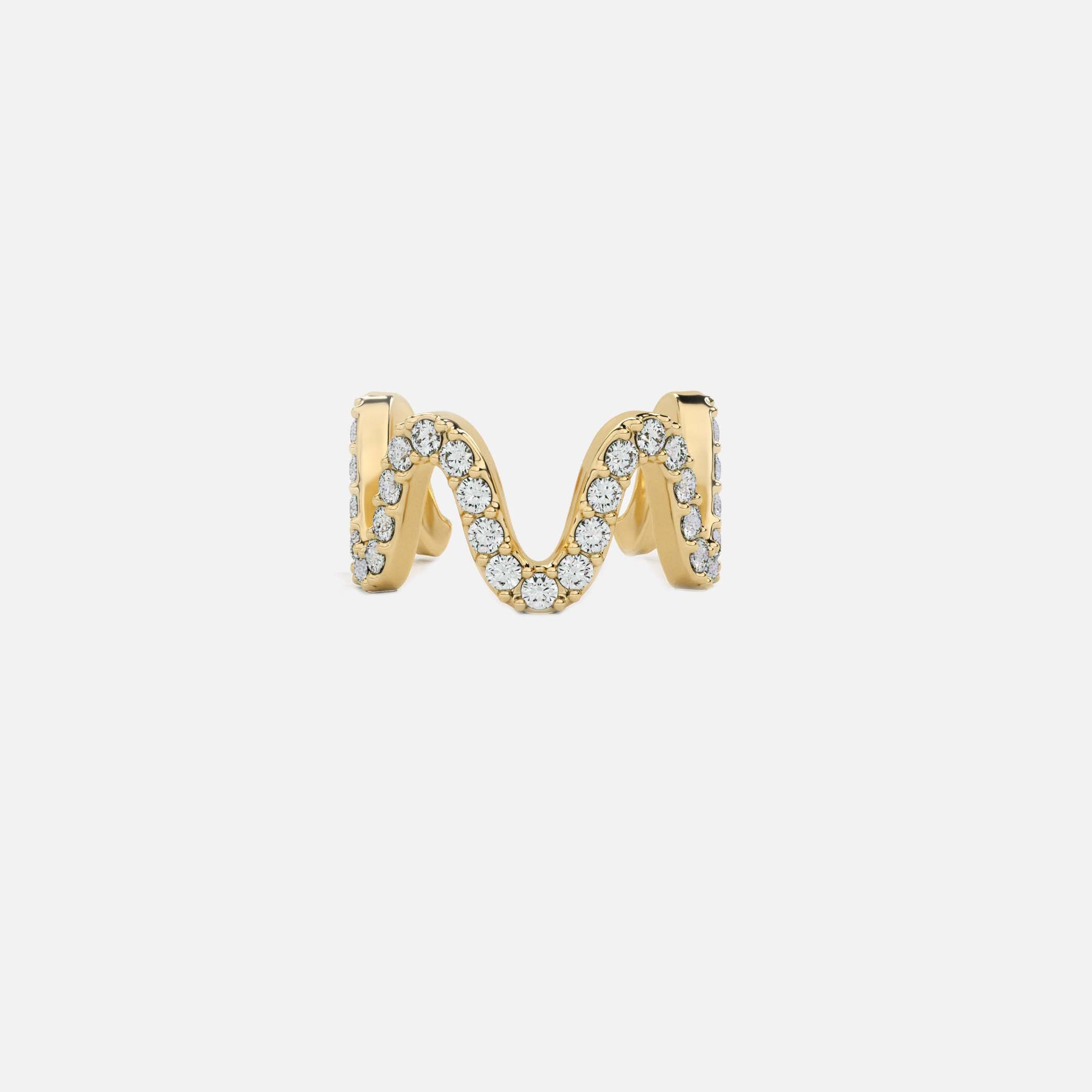 Lab Grown Diamond The Wave Cuff in Yellow Gold – Front View | JAUR
