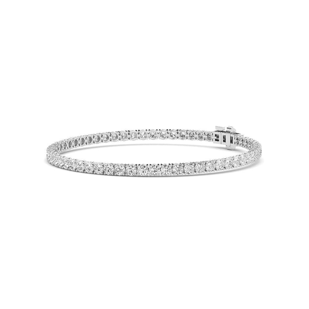 Lab Grown Diamond Classic Round Diamond Tennis Bracelet in White Gold – Front View | JAUR