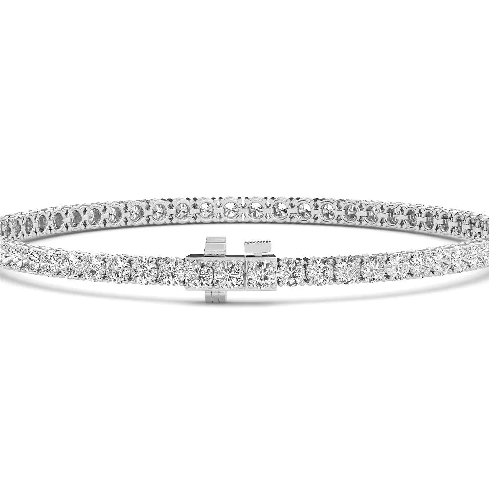 Lab Grown Diamond Classic Round Diamond Tennis Bracelet in White Gold – View 3 | JAUR