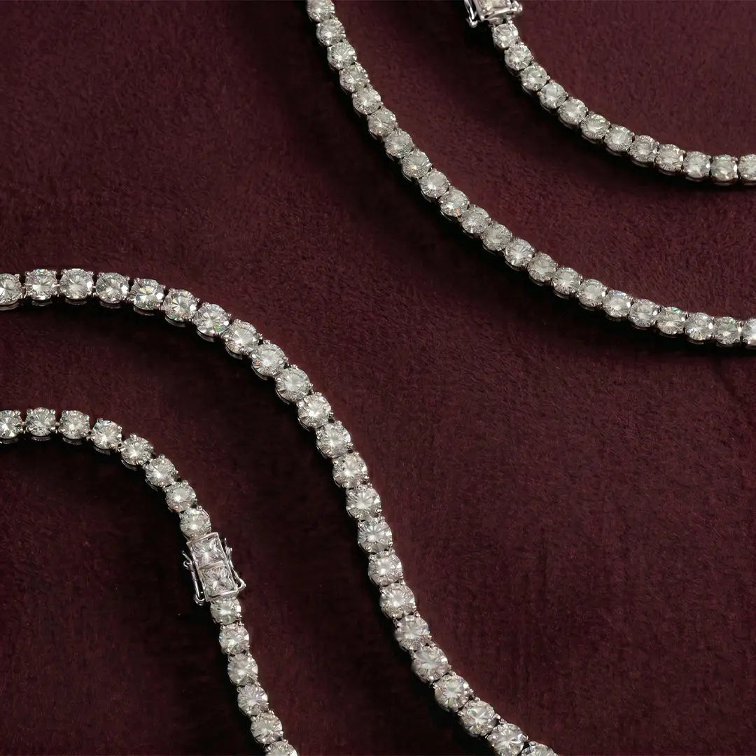 Lab Grown Diamond Classic Round Diamond Tennis Necklace in White Gold | JAUR