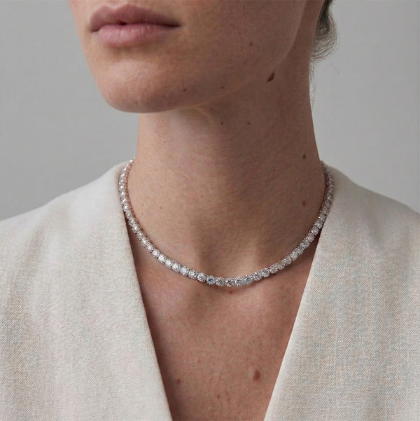 Classic Round Diamond Tennis Necklace