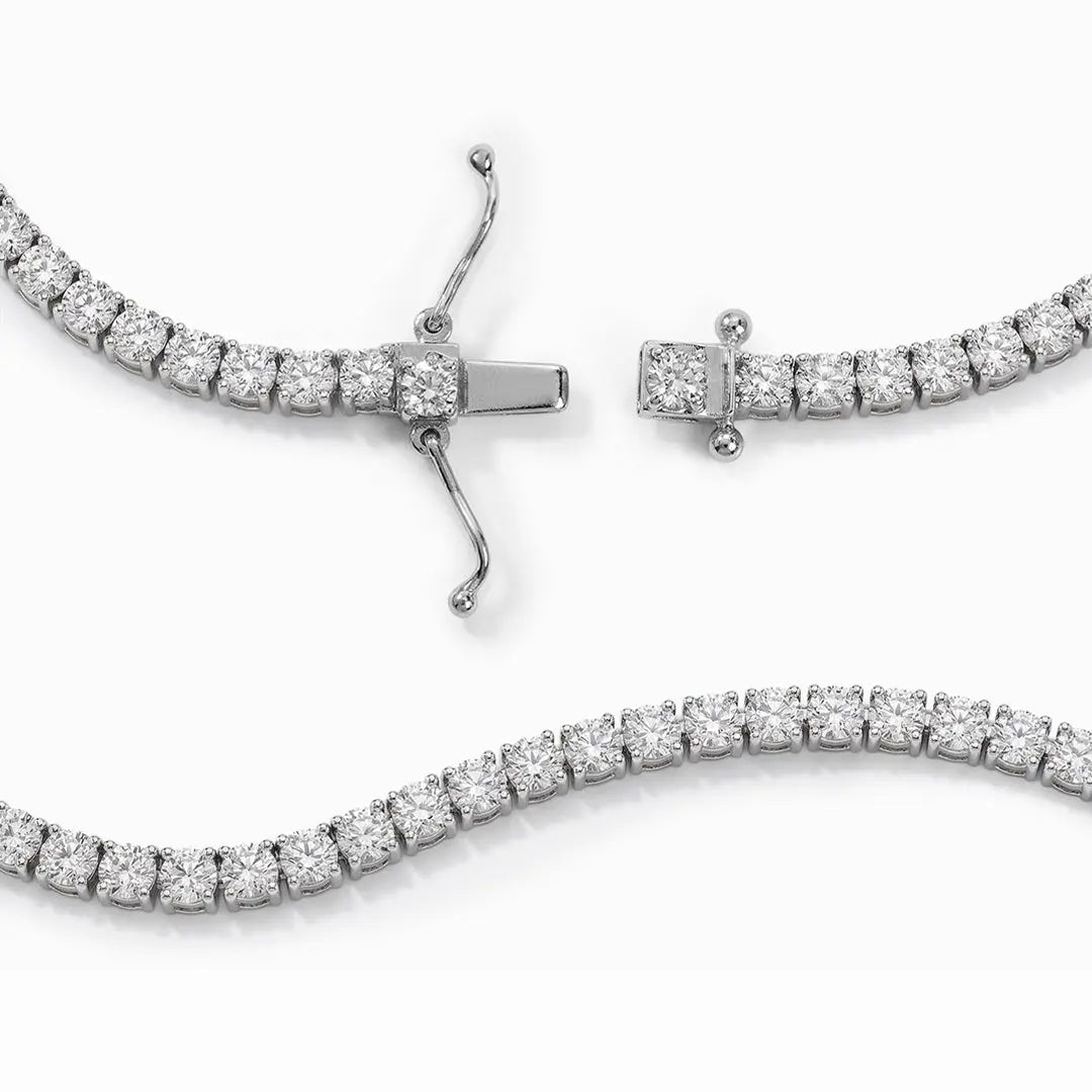 Lab Grown Diamond Classic Round Diamond Tennis Necklace in White Gold – View 4 | JAUR