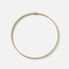 Lab Grown Diamond Classic Round Diamond Tennis Necklace in Yellow Gold – Front View | JAUR