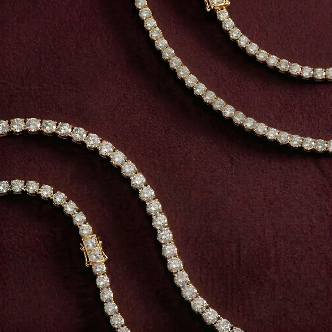 Lab Grown Diamond Classic Round Diamond Tennis Necklace in Yellow Gold | JAUR