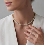 Lab Grown Diamond Classic Round Diamond Tennis Necklace in Yellow Gold – View 3 | JAUR