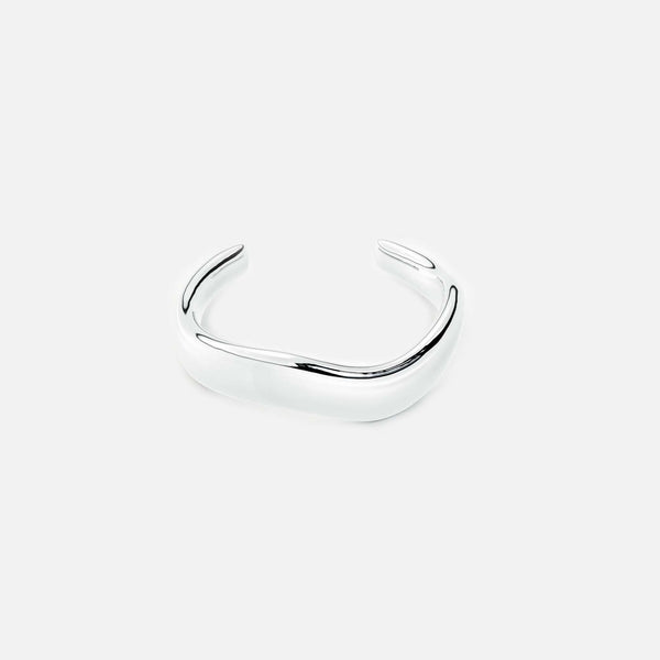 Lab Grown Diamond Curve Cuff in White Gold – Front View | JAUR