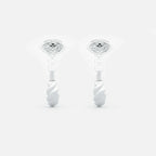 Lab Grown Diamond Curb Hoop - Marquise Base in White Gold – Pair View | JAUR