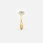 Lab Grown Diamond Curb Hoop - Marquise Base in Yellow Gold – Front View | JAUR