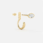 Lab Grown Diamond Curb Hoop - Marquise Base in Yellow Gold – View 4 | JAUR