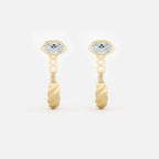 Lab Grown Diamond Curb Hoop - Marquise Base in Yellow Gold – Pair View | JAUR