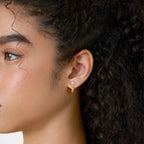Lab Grown Diamond Curb Hoop - Marquise Base in Yellow Gold – Pair View | JAUR