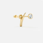 Lab Grown Diamond Round Arch Diamond Hoop in Yellow Gold | JAUR