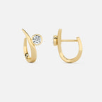 Lab Grown Diamond Round Arch Diamond Hoop in Yellow Gold – Pair View | JAUR