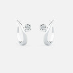Lab Grown Diamond Round Arch Diamond Hoop in White Gold – Pair View | JAUR