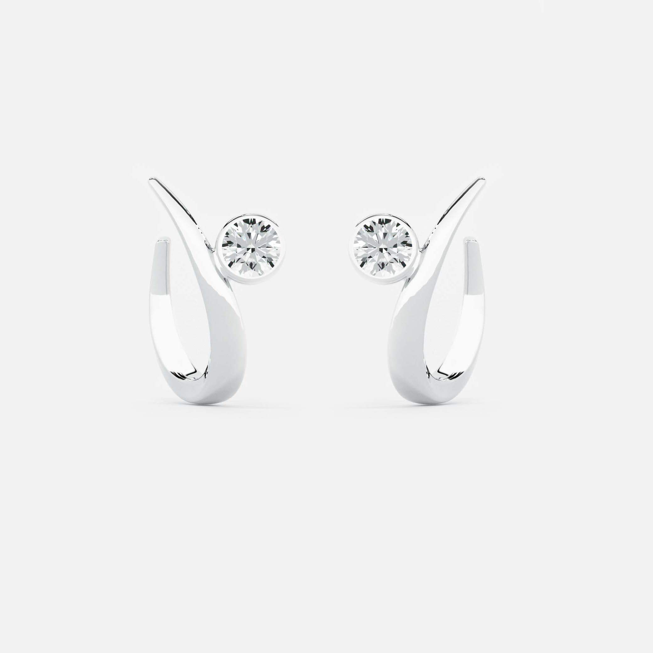 Lab Grown Diamond Round Arch Diamond Hoop in White Gold – Pair View | JAUR