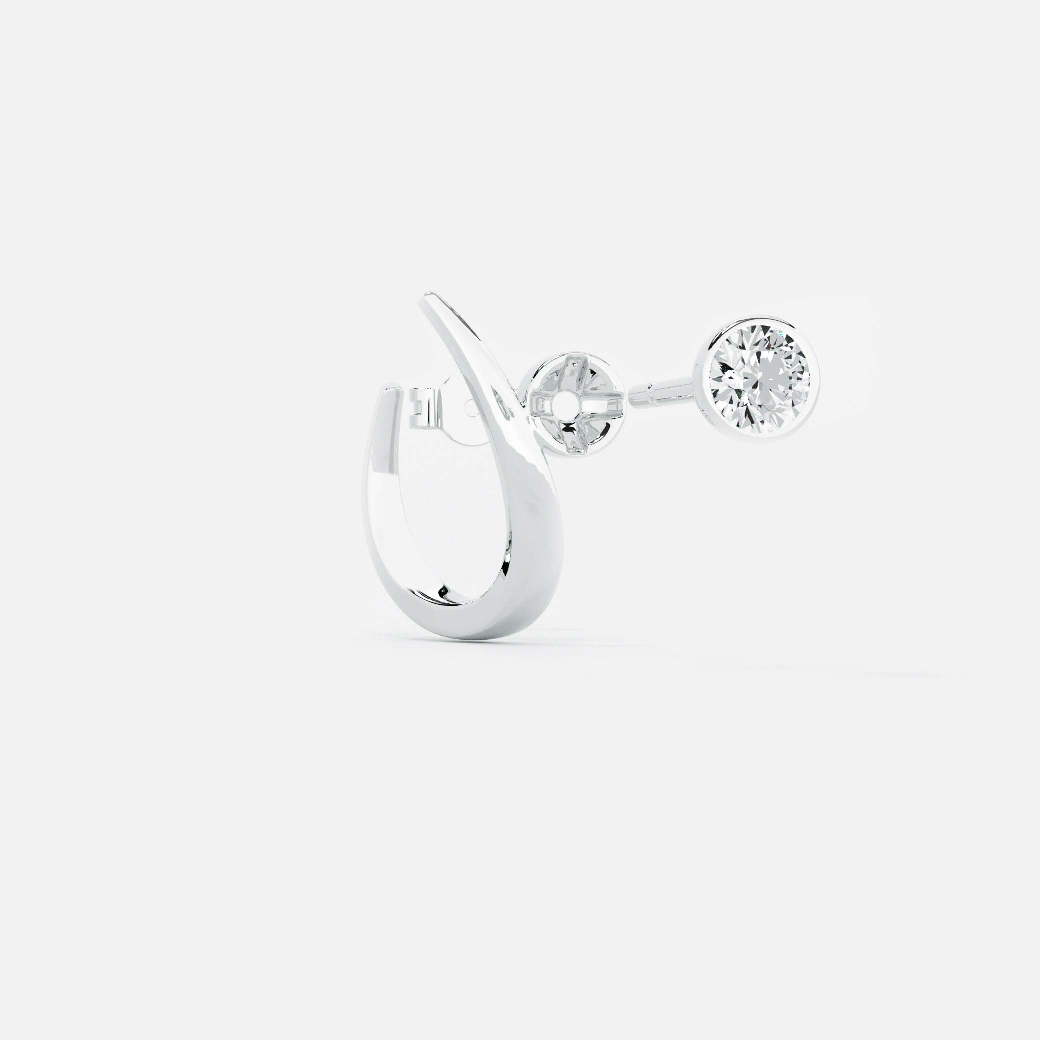 Lab Grown Diamond Round Arch Diamond Hoop in White Gold | JAUR