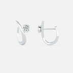 Lab Grown Diamond Round Arch Diamond Hoop in White Gold – Pair View | JAUR