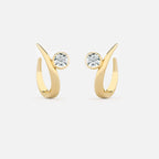 Lab Grown Diamond Round Arch Diamond Hoop in Yellow Gold – Pair View | JAUR