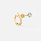Lab Grown Diamond Round Arch Diamond Hoop in Yellow Gold | JAUR