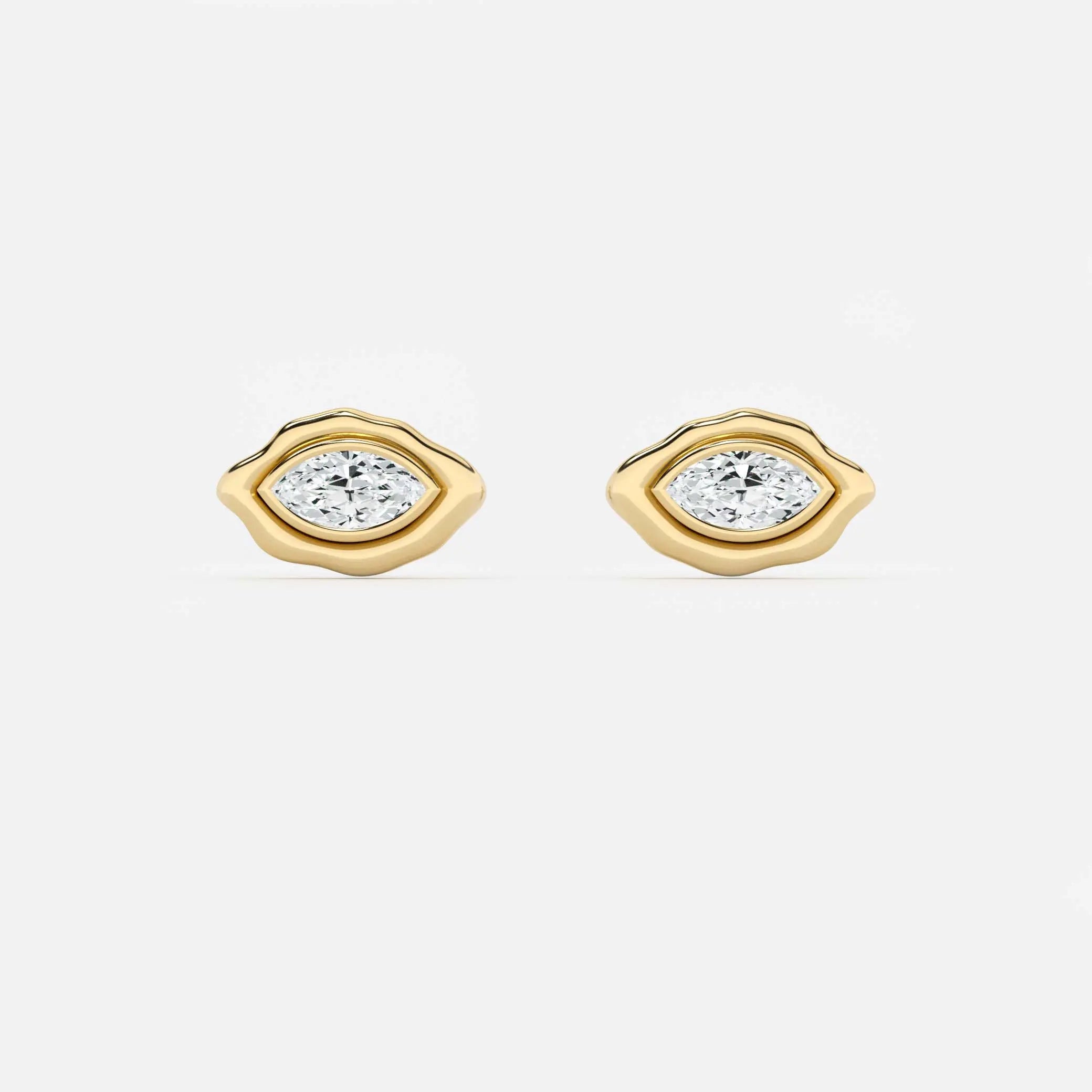 Lab Grown Diamond Marquise Curved Organic in Yellow Gold – Front View | JAUR