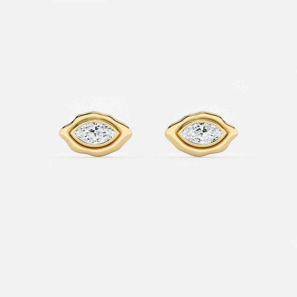 Lab Grown Diamond Marquise Curved Organic in Yellow Gold – Front View | JAUR