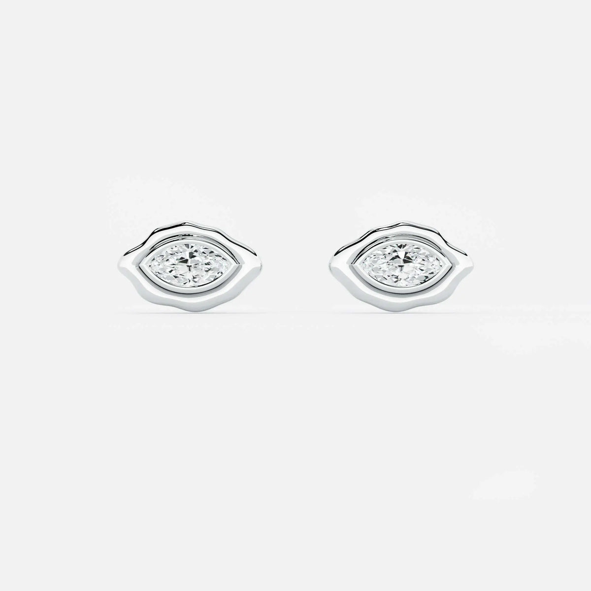Lab Grown Diamond Marquise Curved Organic in White Gold – Front View | JAUR